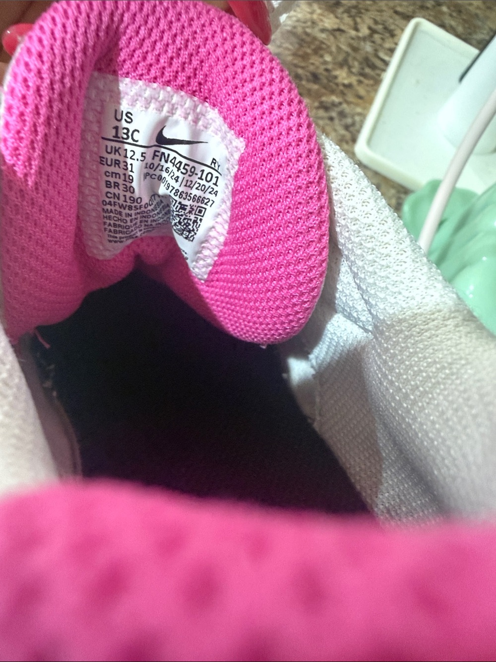 Nike Kids Pink and White Swoosh Slip-On Sneakers - Picture 2 of 4